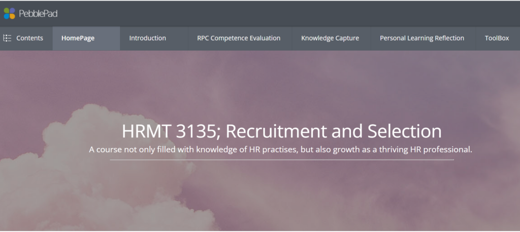 screen shot of Sukh Dhaliwal's eportfolio for HRMT