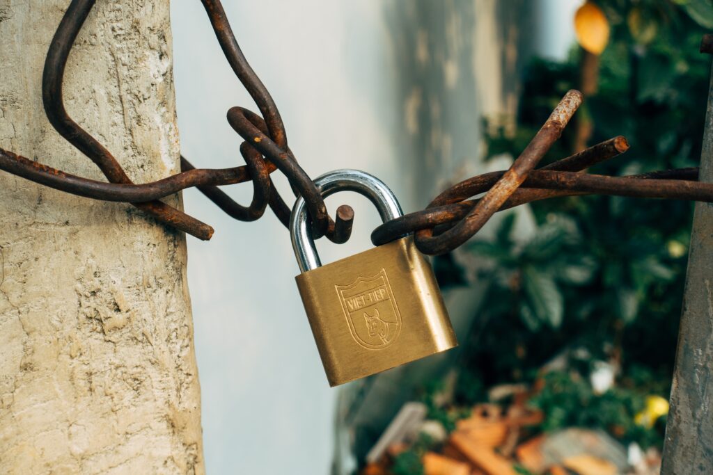 Photo by Markus Winkler: https://www.pexels.com/photo/brass-padlock-on-rusty-metal-wire-3828944/